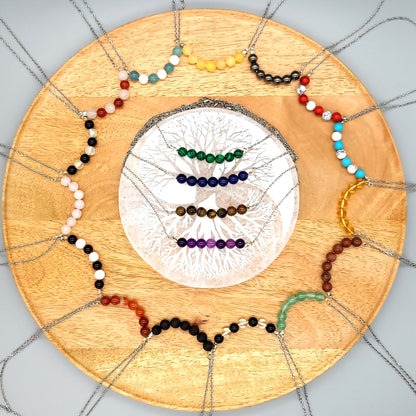 COLLIER DE 7 PERLES EN PIERRE AVENTURINE VERTE - BIJOU ARTISANAL, UNIQUE & ORIGINAL