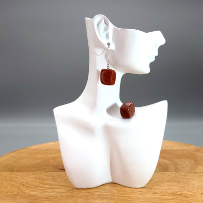 4 MODÈLES DE BOUCLES D'OREILLES EN PIERRE DE JASPE ROUGE - BIJOUX ARTISANAUX, UNIQUES & ORIGINAUX