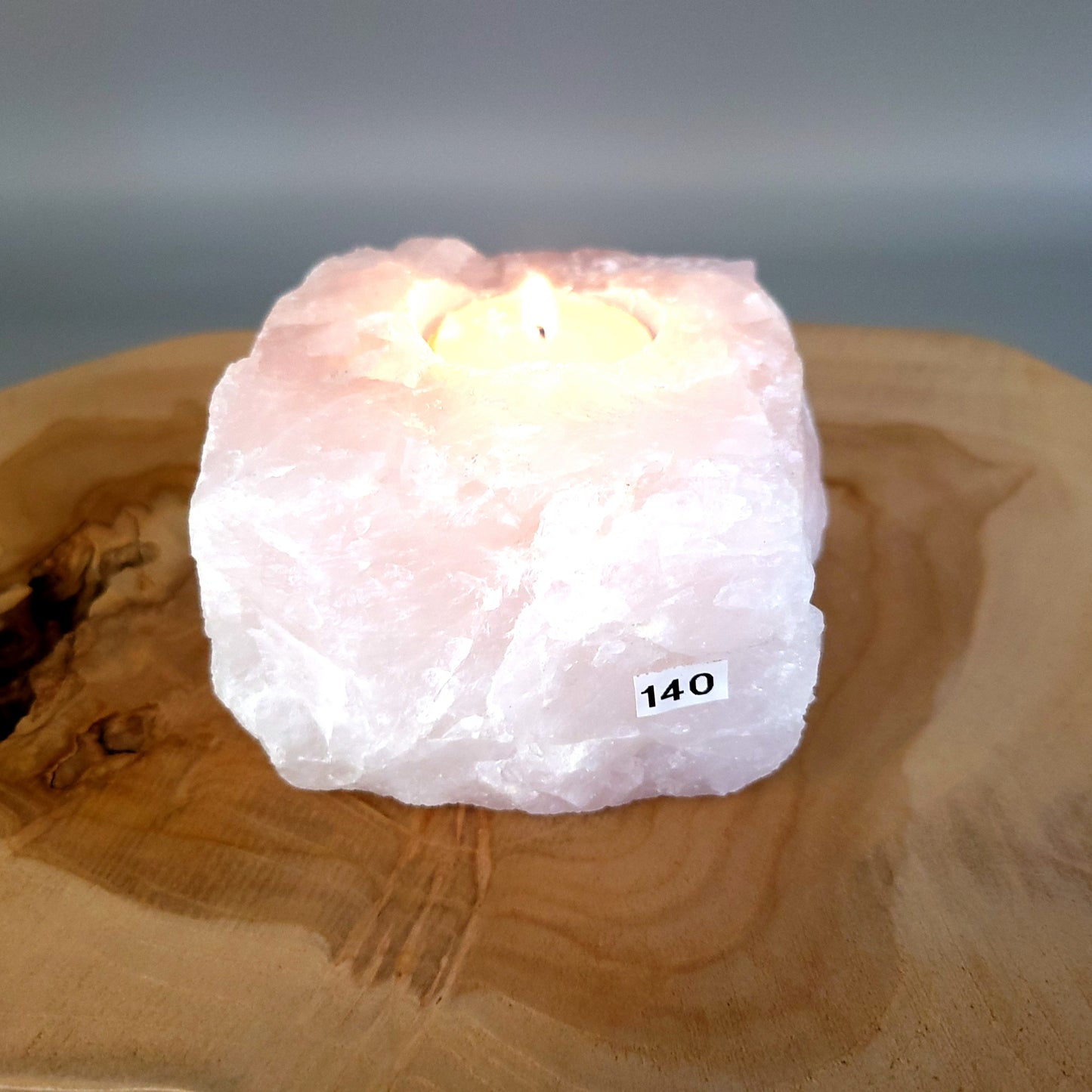 GRAND SUPPORT A BOUGIES N°140 EN QUARTZ ROSE - UNIQUE & ARTISANAL
