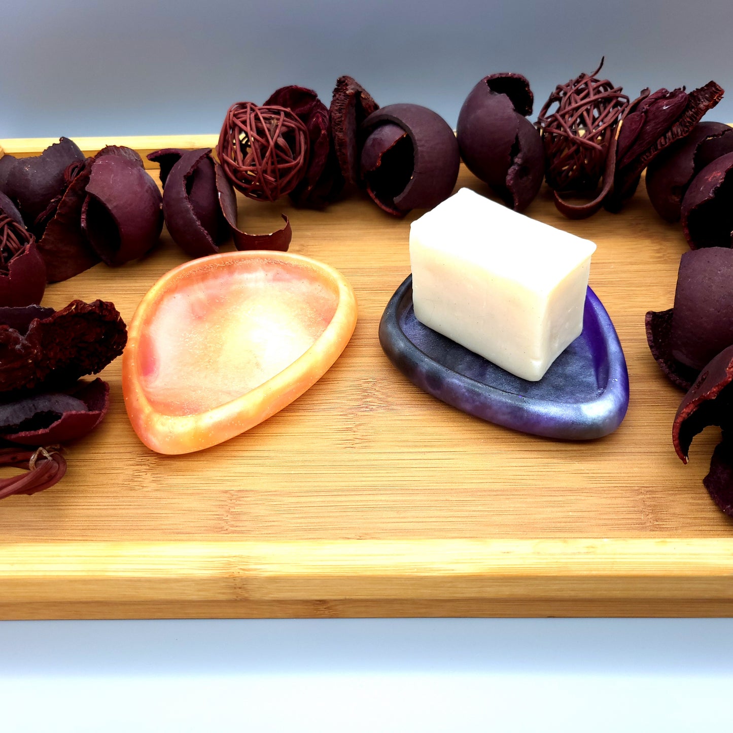 DÉCO SUPPORT SAVONS GOUTTE D'EAU 3D + INSERTIONS OBJETS & VIDE POCHES EN RÉSINE - DIVERS MODÈLES UNIQUES, ORIGINAUX & ARTISANAUX