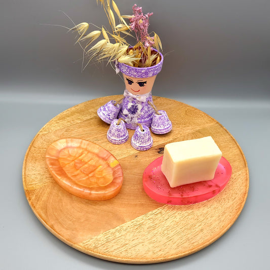 SUPPORTS À SAVONS OVALES A RELIEFS + INCRUSTATIONS FLEURS...- UNIQUES, ORIGINAUX & ARTISANAUX