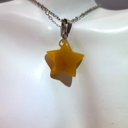 CHAINE + PENDENTIF ÉTOILE EN PIERRE DE CALCITE - BIJOU ARTISANAL, UNIQUE & ORIGINAL