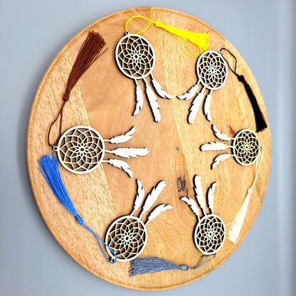 DÉCORATION + MARQUE-PAGES ATTRAPPE RÊVES EN BOIS – ARTISANALE & ORIGINALE