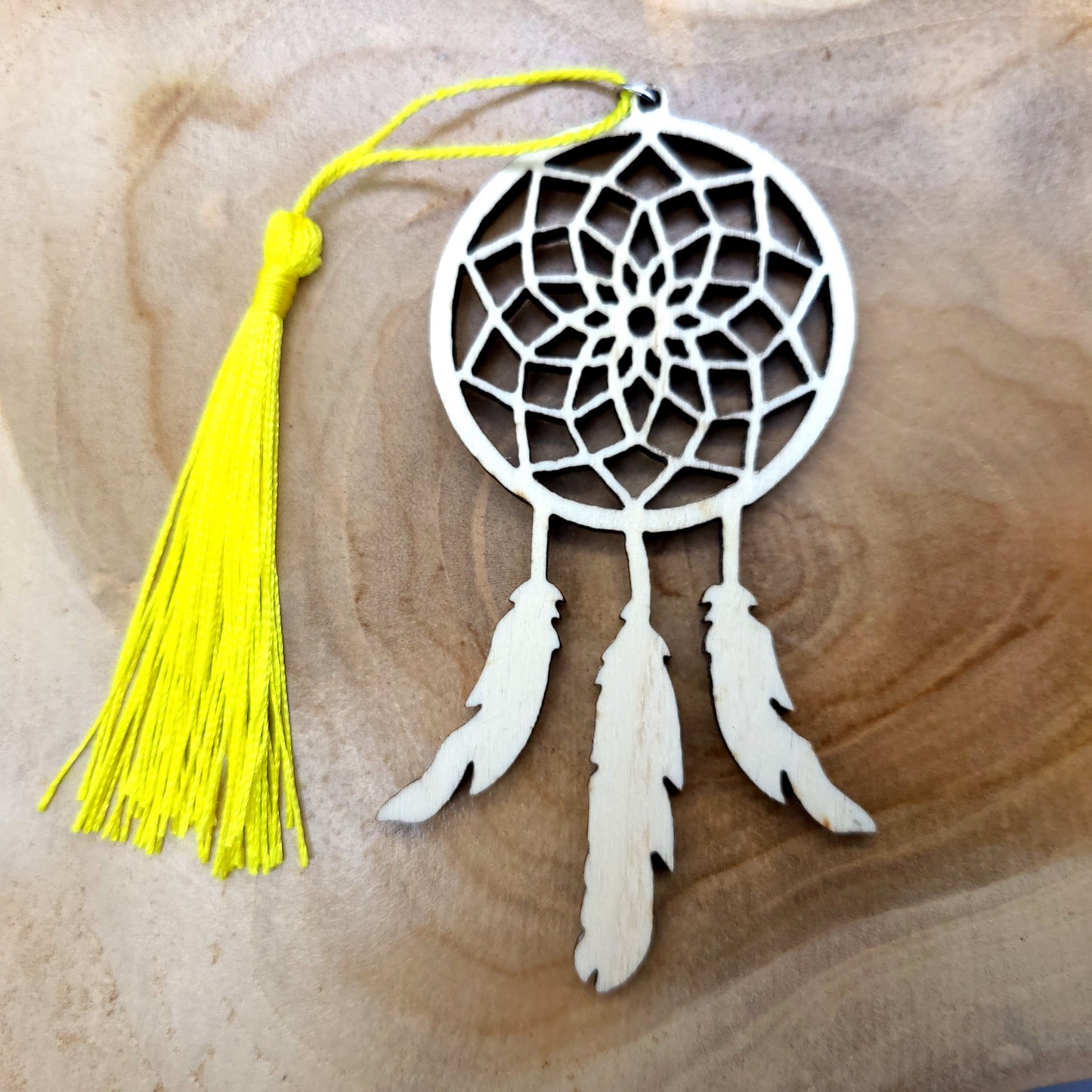 DÉCORATION + MARQUE-PAGES ATTRAPPE RÊVES EN BOIS – ARTISANALE & ORIGINALE