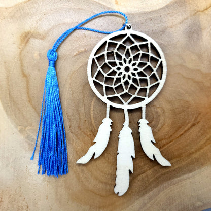 DÉCORATION + MARQUE-PAGES ATTRAPPE RÊVES EN BOIS – ARTISANALE & ORIGINALE