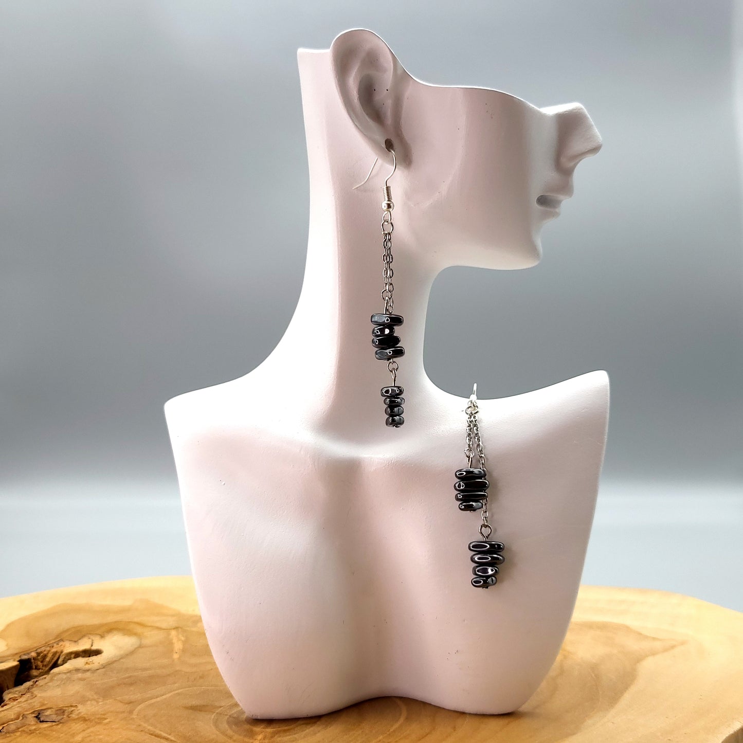 3 MODÈLES DE BOUCLES D'OREILLES EN PIERRE HÉMATITE - BIJOUX ARTISANAUX, UNIQUES & ORIGINAUX
