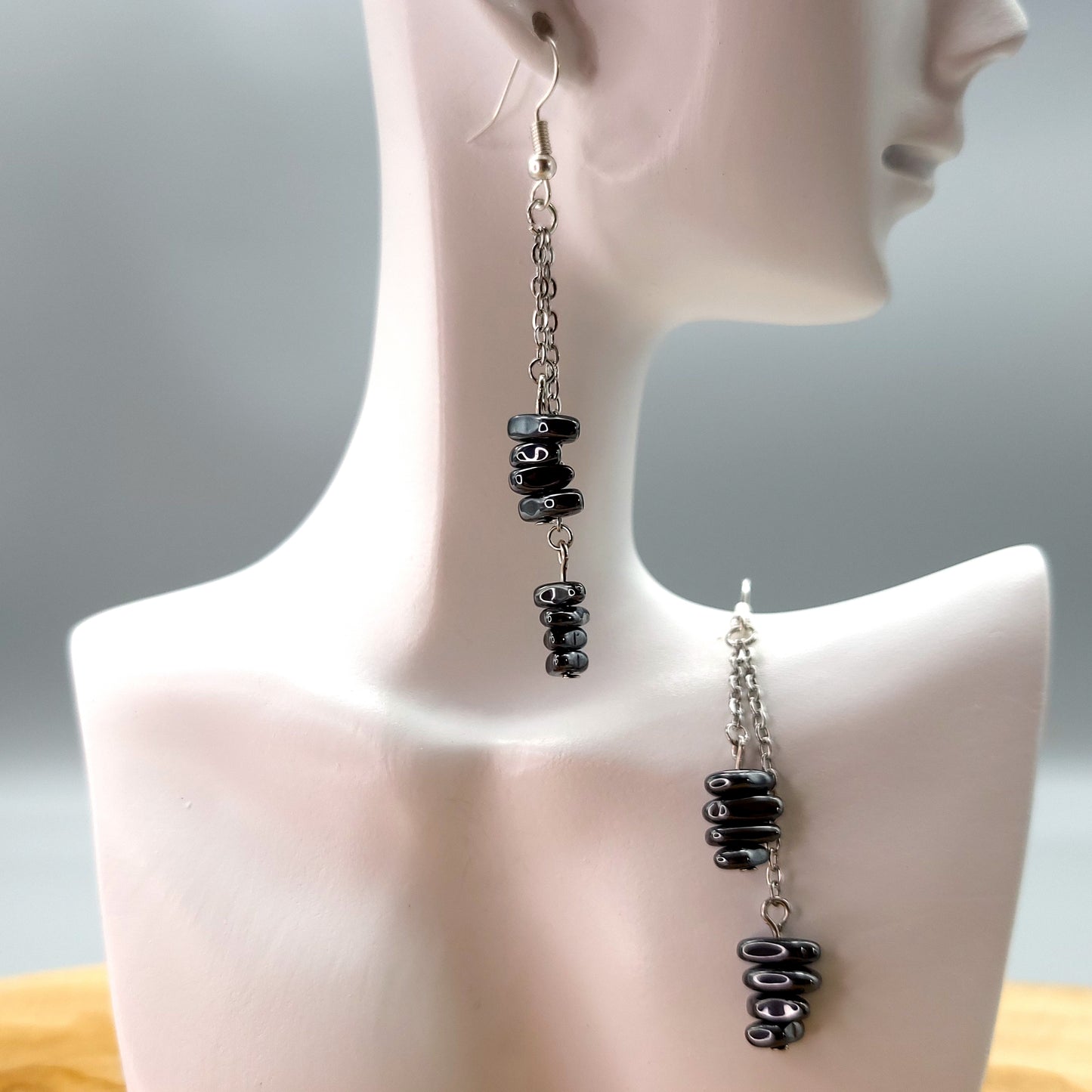 3 MODÈLES DE BOUCLES D'OREILLES EN PIERRE HÉMATITE - BIJOUX ARTISANAUX, UNIQUES & ORIGINAUX