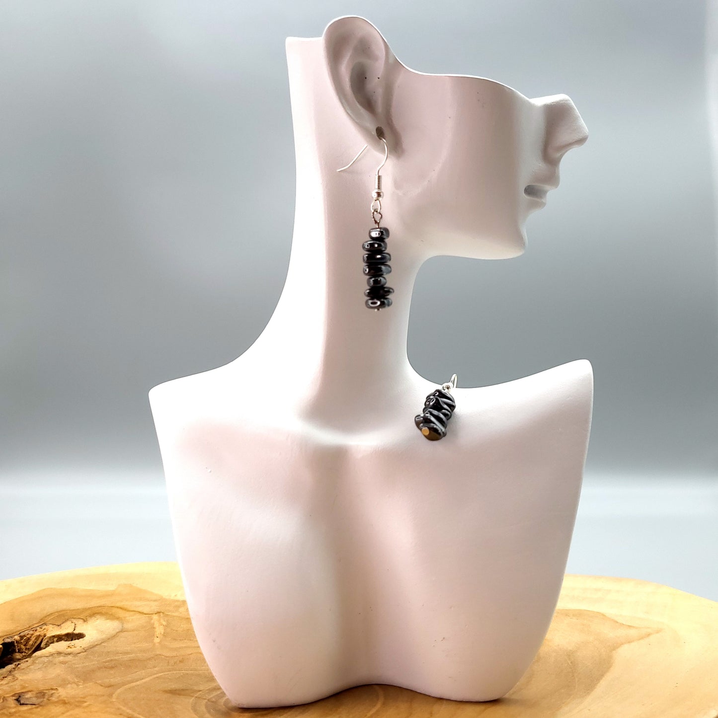 3 MODÈLES DE BOUCLES D'OREILLES EN PIERRE HÉMATITE - BIJOUX ARTISANAUX, UNIQUES & ORIGINAUX