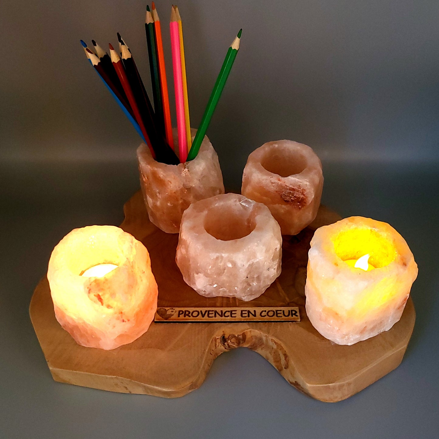 PHOTOPHORE N°3 EN PIERRE DE SEL DE L' HIMALAYA - UNIQUE, ORIGINAL & ARTISANAL