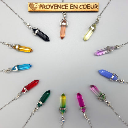 DIVERS PENDULES DE RADIESTHÉSIE EN VERRE MULTICOLORES AU CHOIX