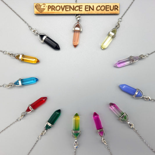 DIVERS PENDULES DE RADIESTHÉSIE EN VERRE MULTICOLORES AU CHOIX