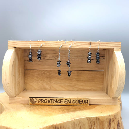 3 MODÈLES DE BOUCLES D'OREILLES EN PIERRE HÉMATITE - BIJOUX ARTISANAUX, UNIQUES & ORIGINAUX