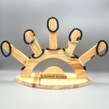 BRACELETS À ÉLASTIQUES EN PIERRES DE LAVE + OEIL DU TIGRE - 2 TAILLES AU CHOIX - BIJOUX ARTISANAUX, UNIQUES & ORIGINAUX