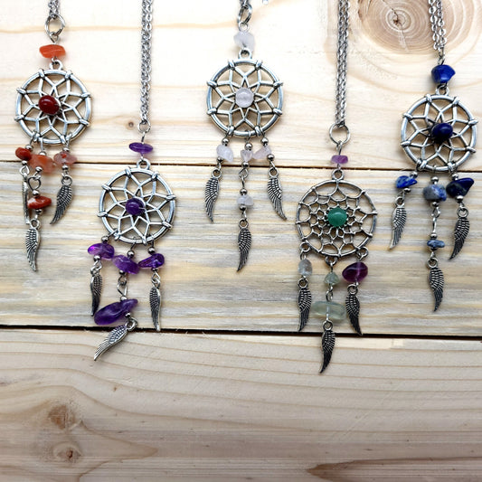 PENDENTIFS ATTRAPES RÊVES en PIERRES DIVERSES - BIJOUX ARTISANAUX, UNIQUES & ORIGINAUX