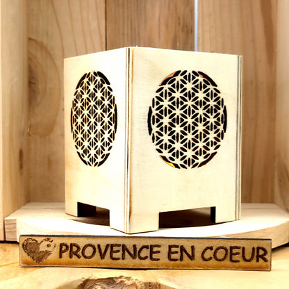 PHOTOPHORES EN BOIS NATUREL + VERNIS + BOUGIES COEUR - DIVERS MODÈLES (ARBRE DE VIE, PAPILLON...) - UNIQUES, ORIGINAUX & ARTISANAUX