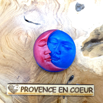 MAGNETS DUO SOLEIL + LUNE EN RÉSINE 2D - COLORIS AU CHOIX - UNIQUES, ARTISANAUX & ORIGINAUX