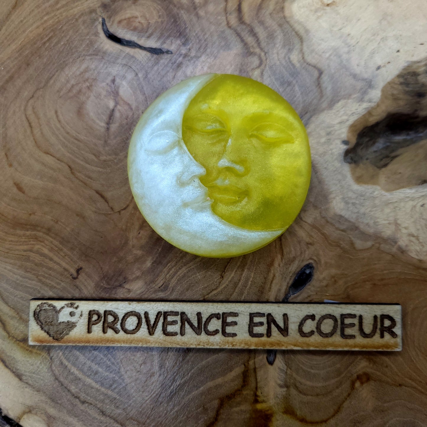 MAGNETS DUO SOLEIL + LUNE EN RÉSINE 2D - COLORIS AU CHOIX - UNIQUES, ARTISANAUX & ORIGINAUX