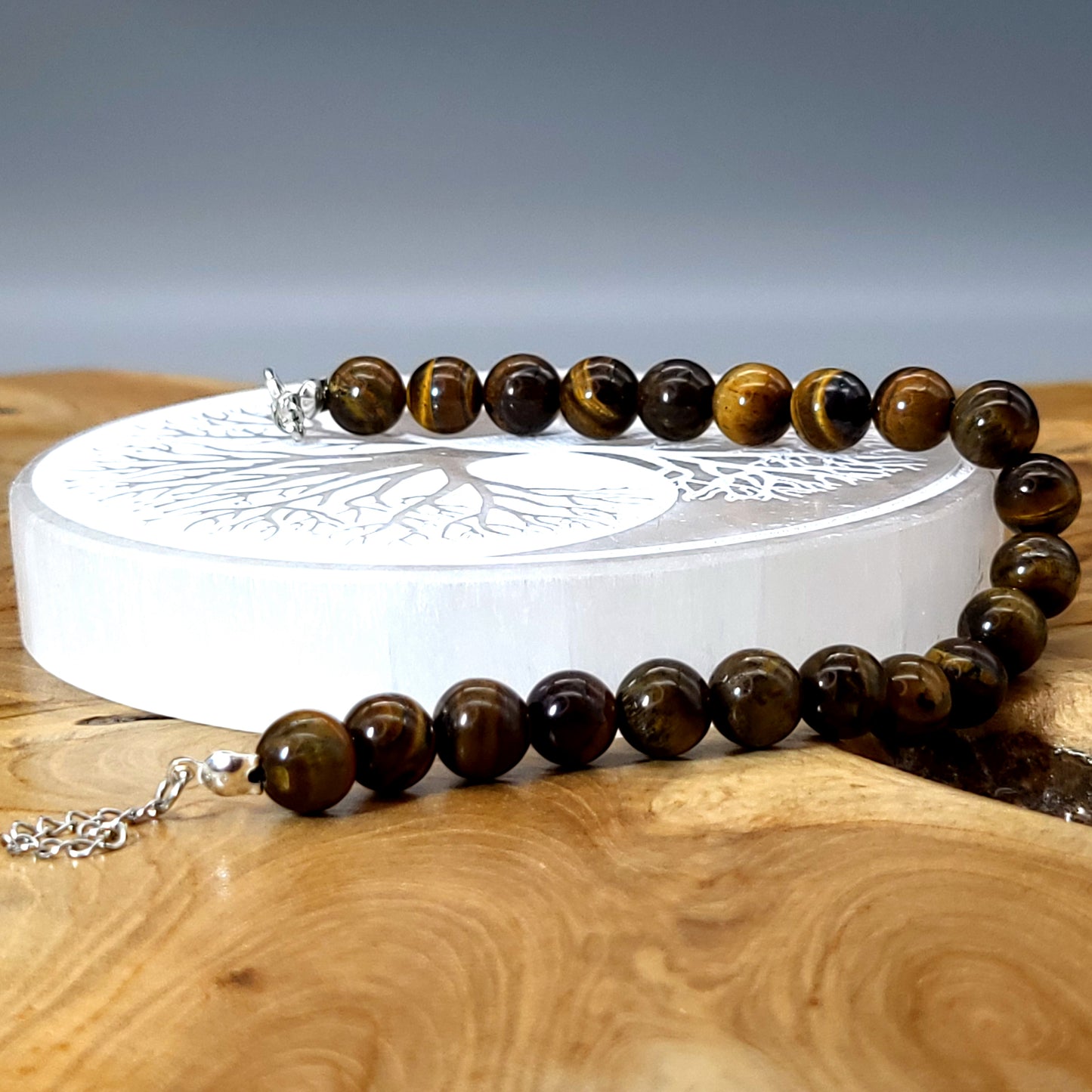 BRACELETS DE PERLES RONDES EN PIERRE OEIL DU TIGRE - 2 TAILLES AU CHOIX - BIJOUX ARTISANAUX, UNIQUES & ORIGINAUX