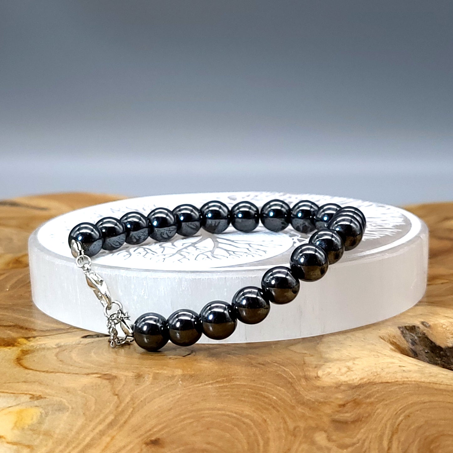 BRACELETS DE PERLES RONDES EN PIERRE HÉMATITE - 2 TAILLES AU CHOIX - BIJOUX ARTISANAUX, UNIQUES & ORIGINAUX