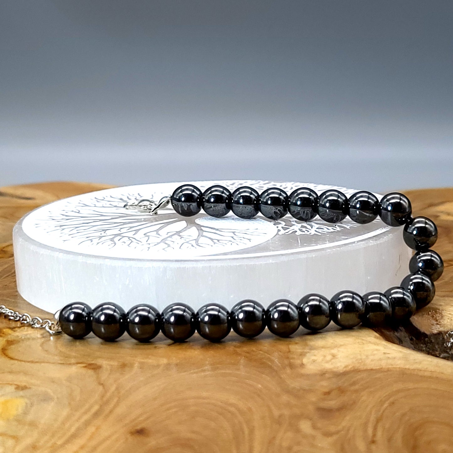 BRACELETS DE PERLES RONDES EN PIERRE HÉMATITE - 2 TAILLES AU CHOIX - BIJOUX ARTISANAUX, UNIQUES & ORIGINAUX