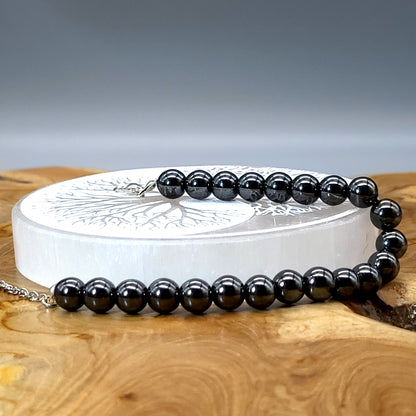 BRACELETS DE PERLES RONDES EN PIERRE HÉMATITE - 2 TAILLES AU CHOIX - BIJOUX ARTISANAUX, UNIQUES & ORIGINAUX