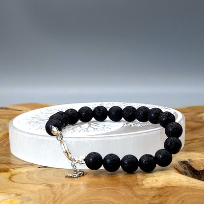 BRACELETS DE PERLES RONDES EN PIERRE DE LAVE - 2 TAILLES AU CHOIX - BIJOUX ARTISANAUX, UNIQUES & ORIGINAUX