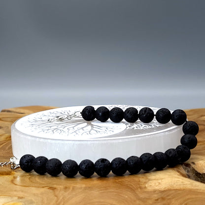 BRACELETS DE PERLES RONDES EN PIERRE DE LAVE - 2 TAILLES AU CHOIX - BIJOUX ARTISANAUX, UNIQUES & ORIGINAUX