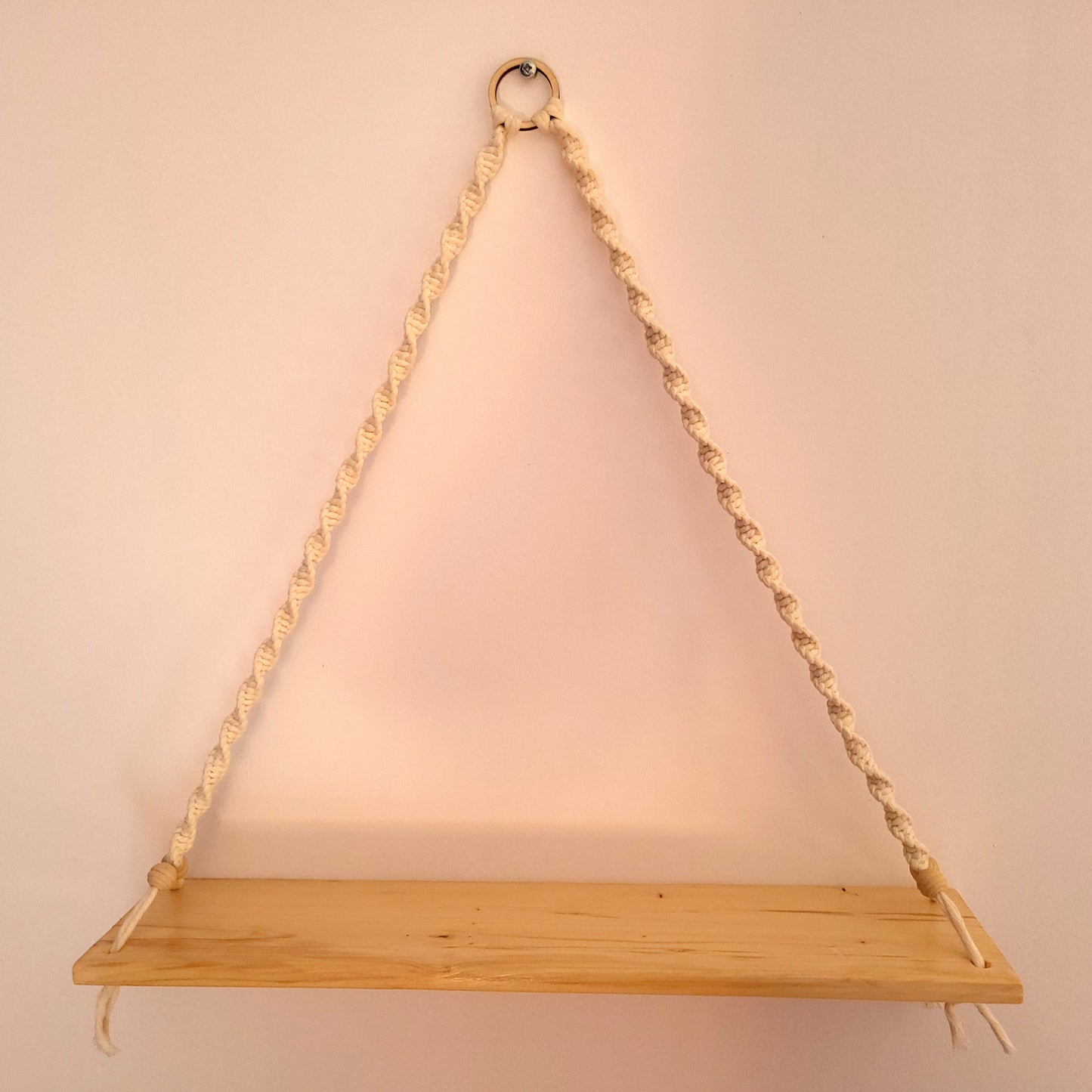 ÉTAGÈRES BALANÇOIRES EN MACRAMÉ BLANC + BOIS - ORIGINALES, UNIQUES, ARTISANALES