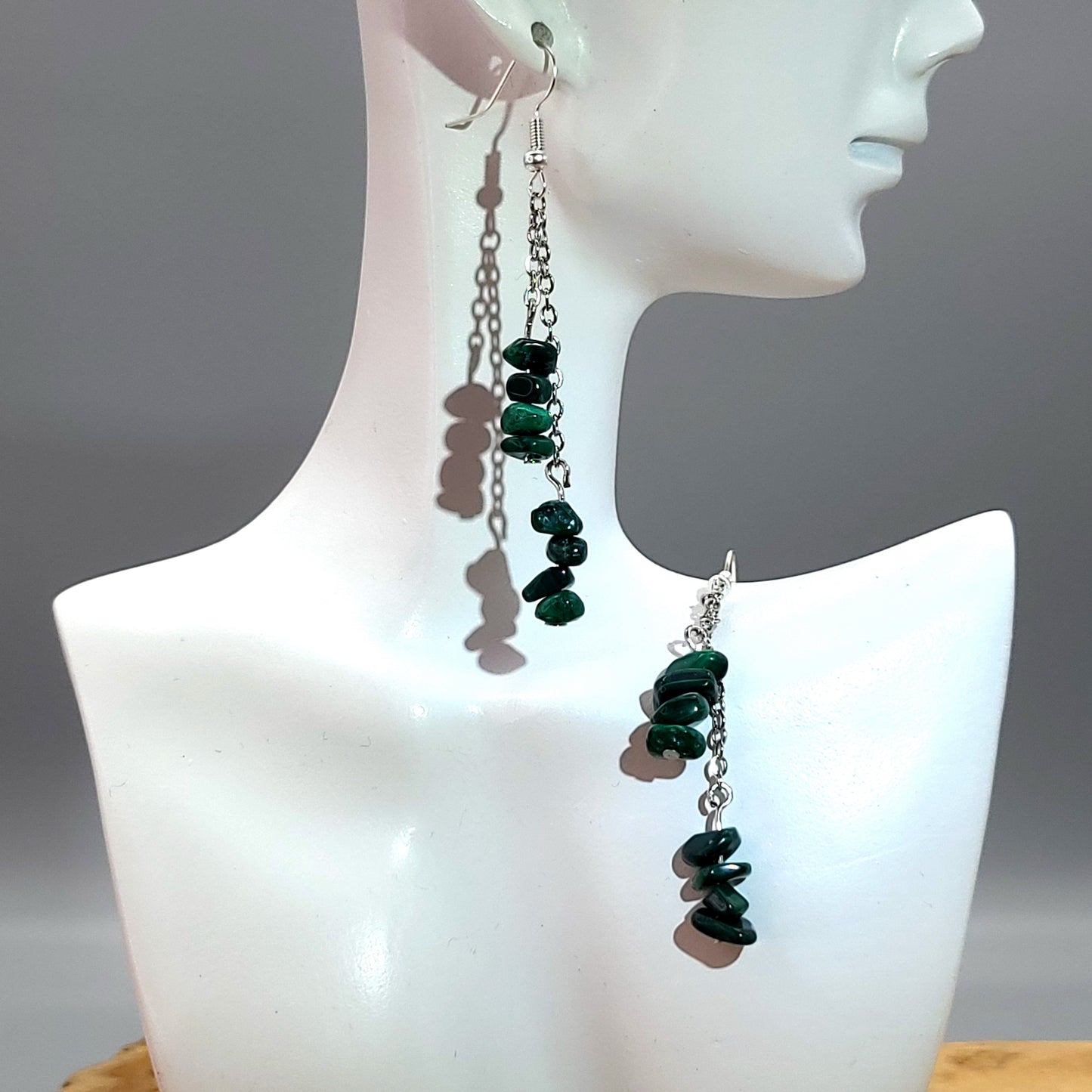 3 MODÈLES DE BOUCLES D'OREILLES PERLES RONDES EN PIERRE DE MALACHITE - BIJOUX ARTISANAUX, UNIQUES & ORIGINAUX