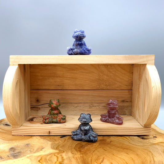 PETITES GRENOUILLES EN MÉDITATION EN PIERRES AU CHOIX - SCULPTURES UNIQUES & ARTISANALES