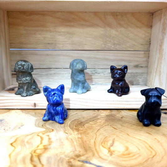 DIVERS PETITS CHIENS ANIMAUX EN PIERRES AU CHOIX - SCULPTURES UNIQUES & ARTISANALES
