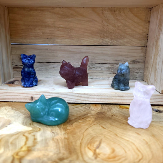 DIVERS PETITS CHATS ANIMAUX EN PIERRES AU CHOIX - SCULPTURES UNIQUES & ARTISANALES