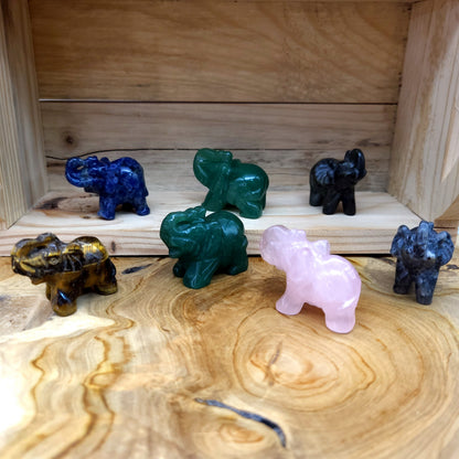 PETITS ÉLÉPHANTS ANIMAUX EN PIERRES AU CHOIX - SCULPTURES UNIQUES & ARTISANALES