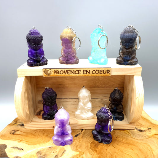 GRAND PORTE-CLÉS + PENDENTIF BOUDDHA EN RÉSINE 2D - BIJOU DE SAC 3 VERSIONS + PLUSIEURS COLORIS AU CHOIX