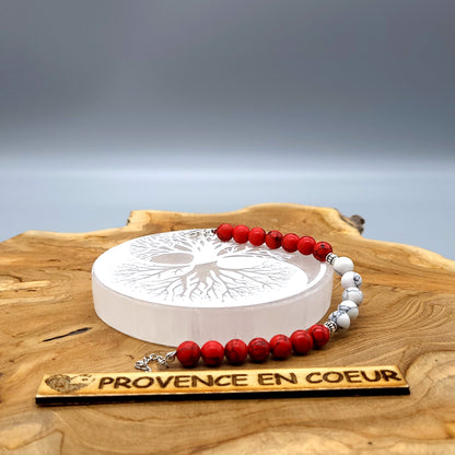 BRACELETS EN DUO DE PERLES RONDES EN PIERRES HOWLITE EN 3 VERSIONS - 2 TAILLES AU CHOIX - BIJOUX ARTISANAUX, UNIQUES & ORIGINAUX