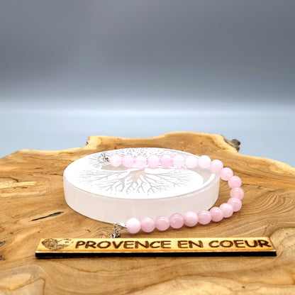 BRACELETS DE PERLES RONDES EN PIERRE DE QUARTZ ROSE - 2 TAILLES AU CHOIX - BIJOUX ARTISANAUX, UNIQUES & ORIGINAUX
