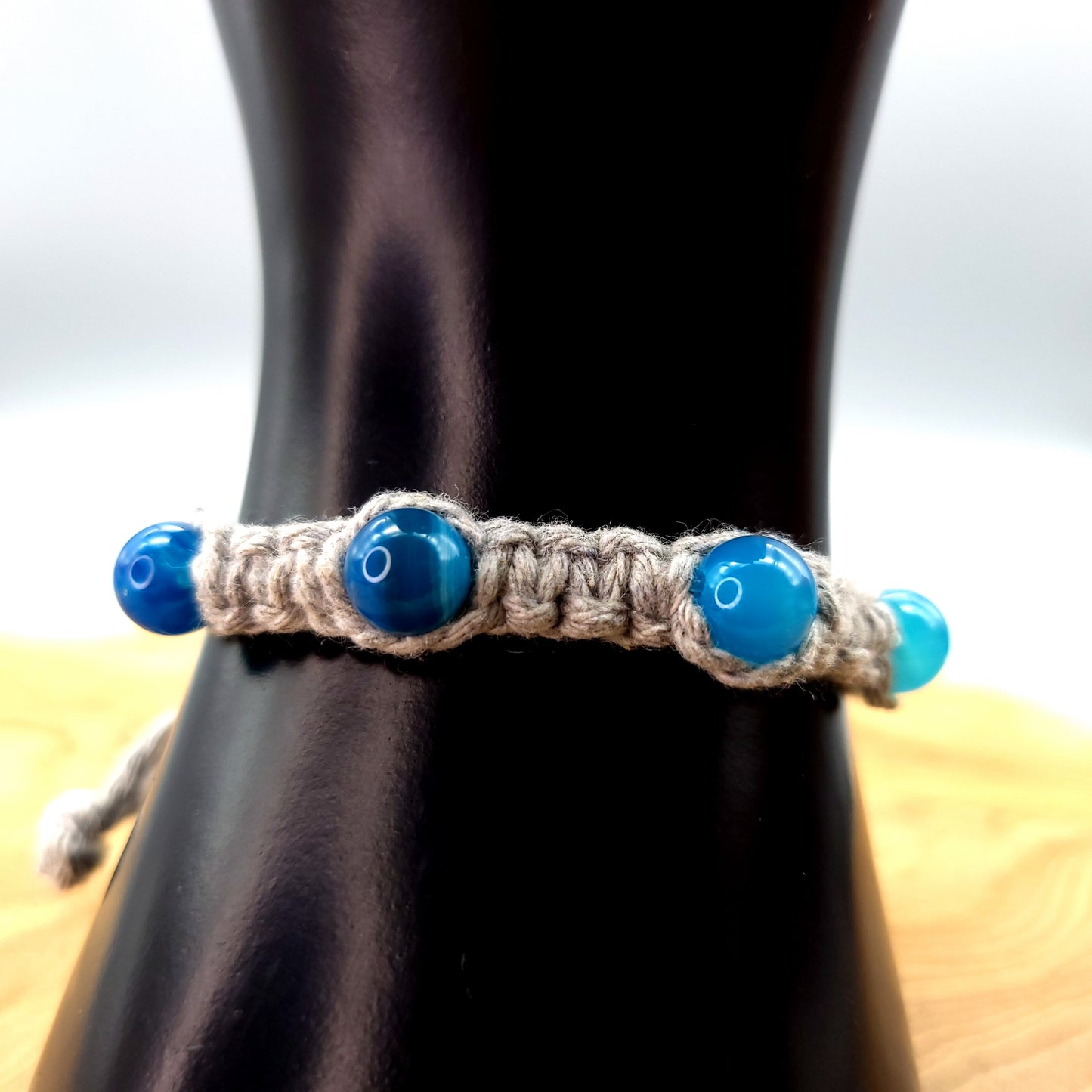 BRACELETS EN MACRAMÉ EN PIERRE AGATE AU CHOIX- AJUSTABLES & MIXTES, UNIQUES & ARTISANAUX