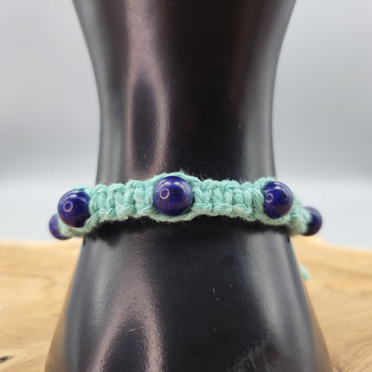 BRACELET MACRAMÉ EN PIERRE DE LAPIS LAZULI - AJUSTABLE & MIXTE, UNIQUE & ARTISANAL