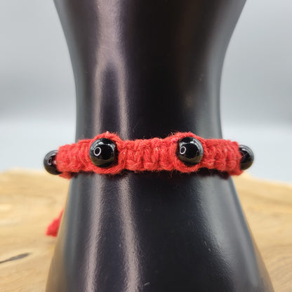 BRACELET MACRAMÉ EN PIERRES ONYX NOIR - AJUSTABLE & MIXTE, UNIQUE & ARTISANA