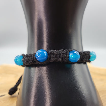 BRACELETS EN MACRAMÉ EN PIERRE AGATE AU CHOIX- AJUSTABLES & MIXTES, UNIQUES & ARTISANAUX