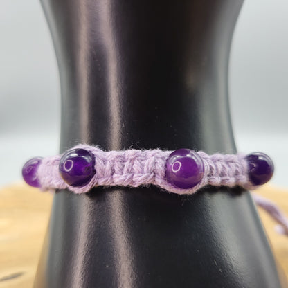 BRACELET MACRAMÉ EN PIERRE AMÉTHYSTE - AJUSTABLE & MIXTE, UNIQUE & ARTISANAL