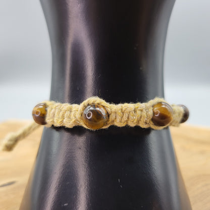 BRACELET MACRAMÉ EN PIERRES D’OEIL DU TIGRE - AJUSTABLE & MIXTE, UNIQUE & ARTISANAL