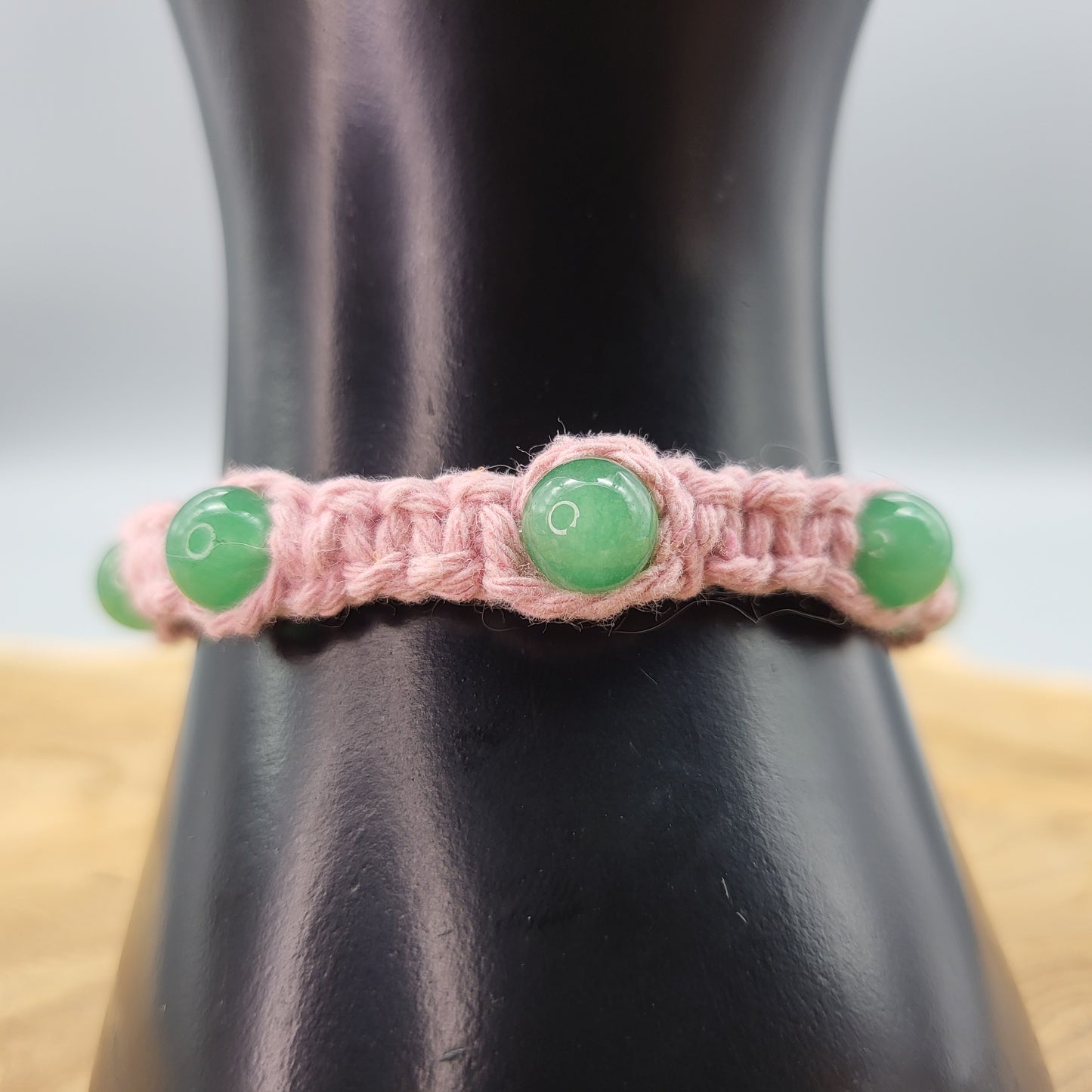 BRACELET MACRAMÉ EN PIERRE AVENTURINE VERTE - AJUSTABLE & MIXTE, UNIQUE & ARTISANAL