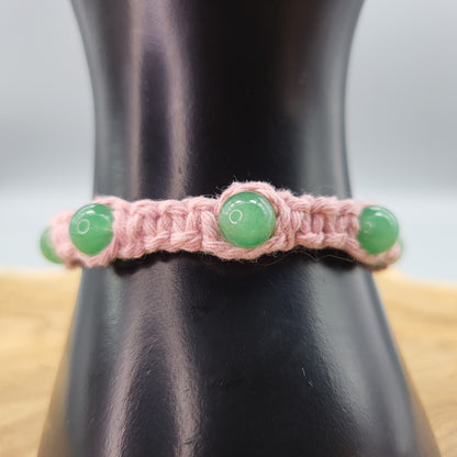 BRACELET MACRAMÉ EN PIERRE AVENTURINE VERTE - AJUSTABLE & MIXTE, UNIQUE & ARTISANAL