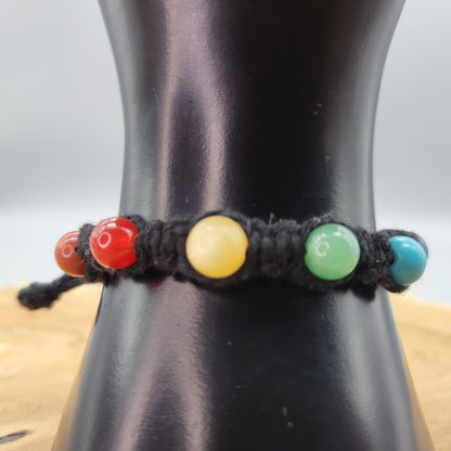 BRACELETS 7 CHAKRAS EN MACRAMÉ + 7 PIERRES ASSOCIÉES - AJUSTABLES & MIXTES, UNIQUES & ARTISANAUX