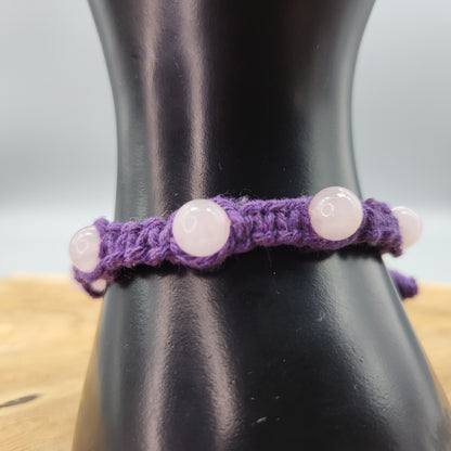 BRACELET MACRAMÉ EN PIERRE DE QUARTZ ROSE - AJUSTABLE & MIXTE, UNIQUE & ARTISANAL