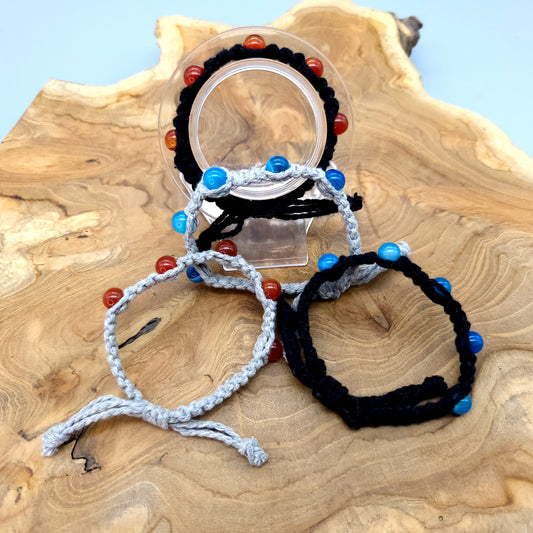 BRACELETS EN MACRAMÉ EN PIERRE AGATE AU CHOIX- AJUSTABLES & MIXTES, UNIQUES & ARTISANAUX