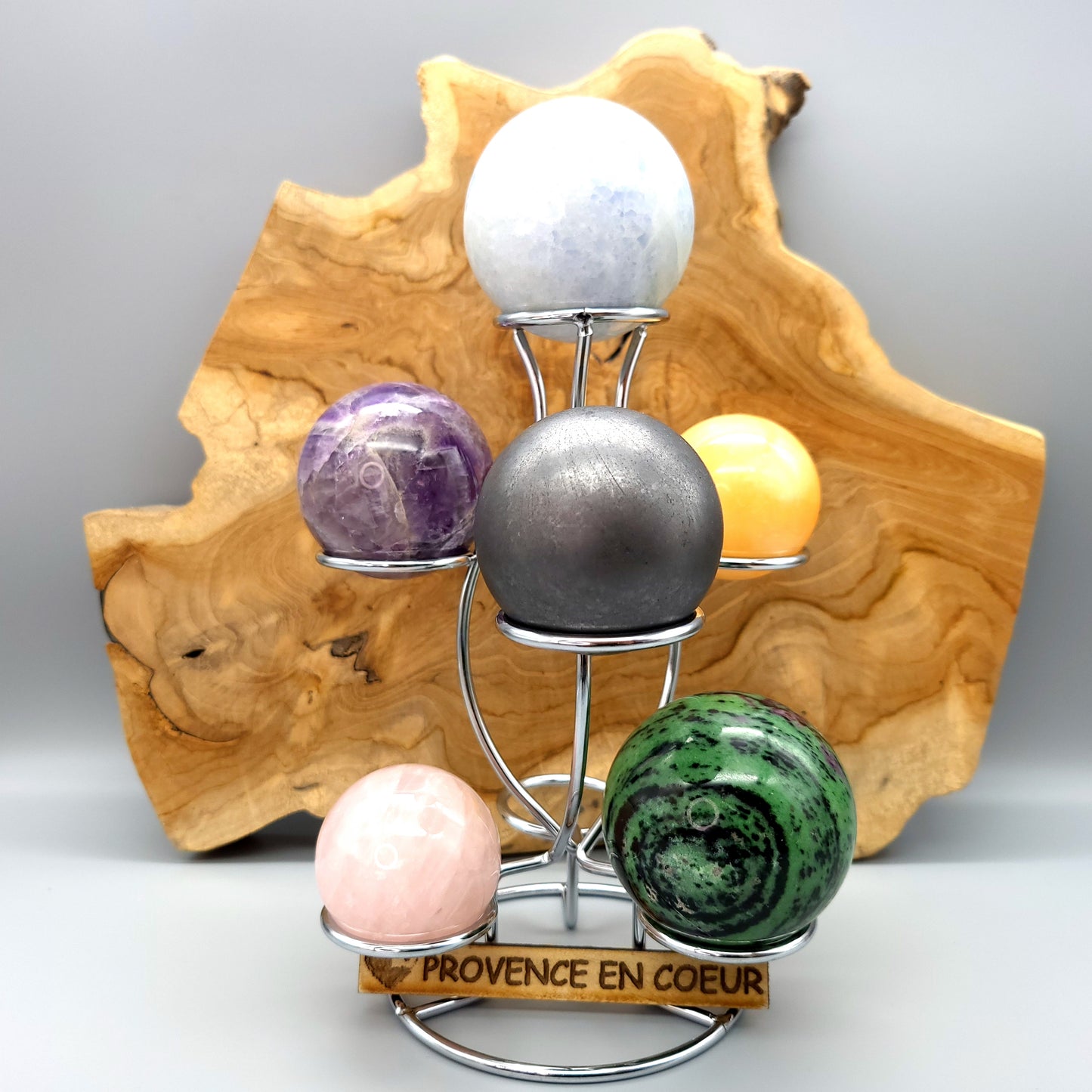 SCULPTURE SPHÈRE ou BOULE 3D EN PIERRE DE CÉLESTINE  (bleue) N°3 - UNIQUE & ARTISANALE