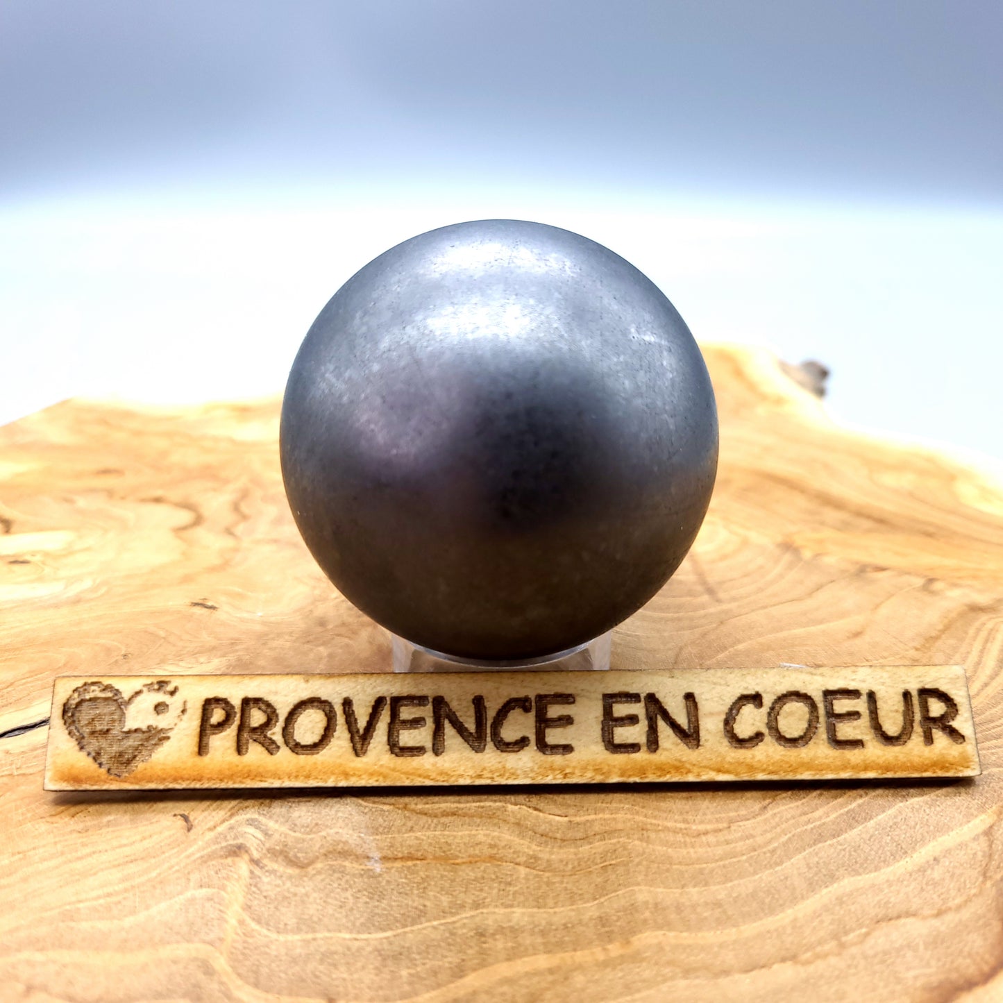 SCULPTURE SPHÈRE ou BOULE 3D EN PIERRE DE SHUNGITE N°4 - UNIQUE & ARTISANALE