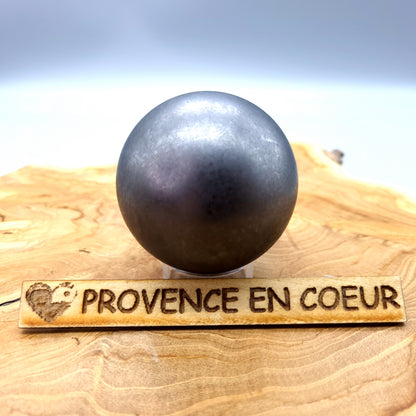SCULPTURE SPHÈRE ou BOULE 3D EN PIERRE DE SHUNGITE N°4 - UNIQUE & ARTISANALE